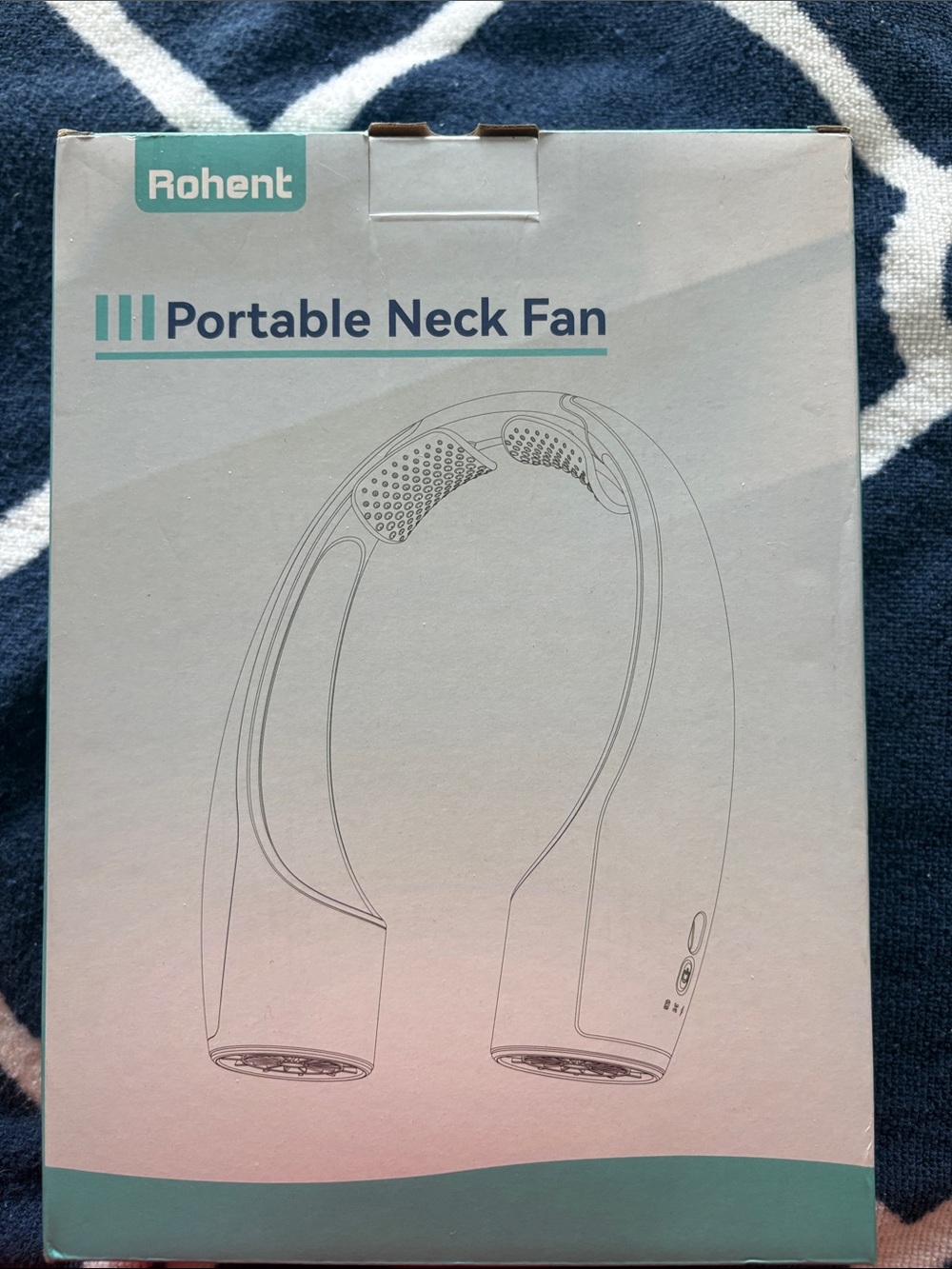 Rohent Portable Neck Fan - Beige and White
